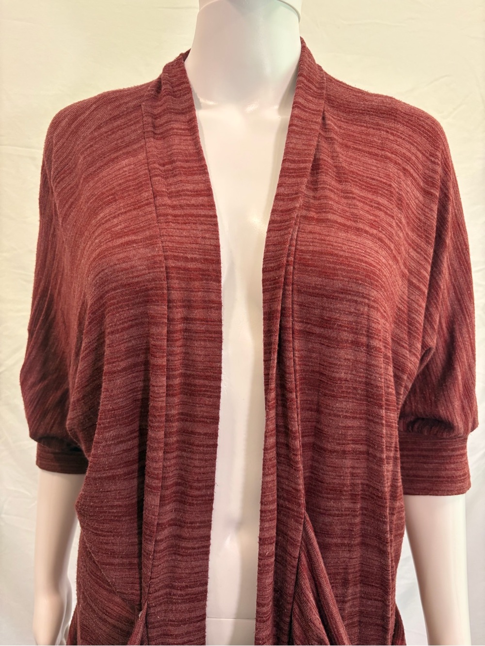 bobeau Marled Rust Open-Front Cardigan